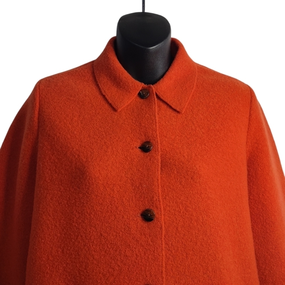 Lands' End Jacket Women's Orange 100% Wool Button Up Pockets Collared Size 4 - Picture 3 of 10